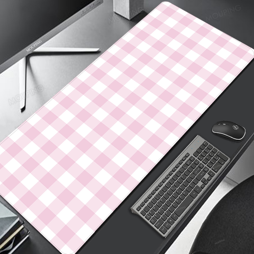 Desk Setup Pink - Pink Lattice Mouse Pad Kawaii Cute