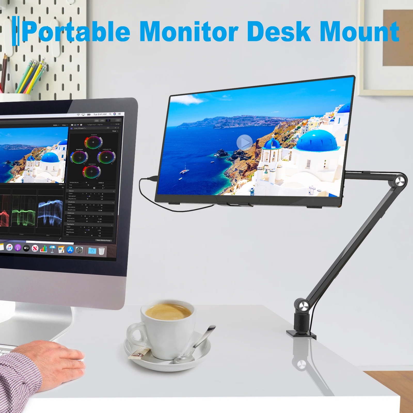 Desk Setup Monitor Arm - 2025 Tablet Stand Holder for Ipad,Portable