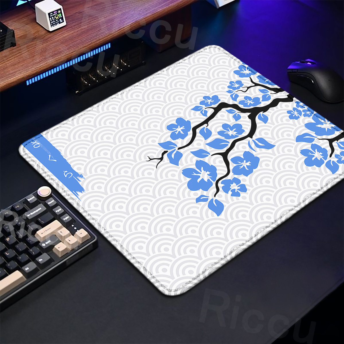 Purple Sakura Table Pad Gaming - Desk Setup Pink ulasan dan harga