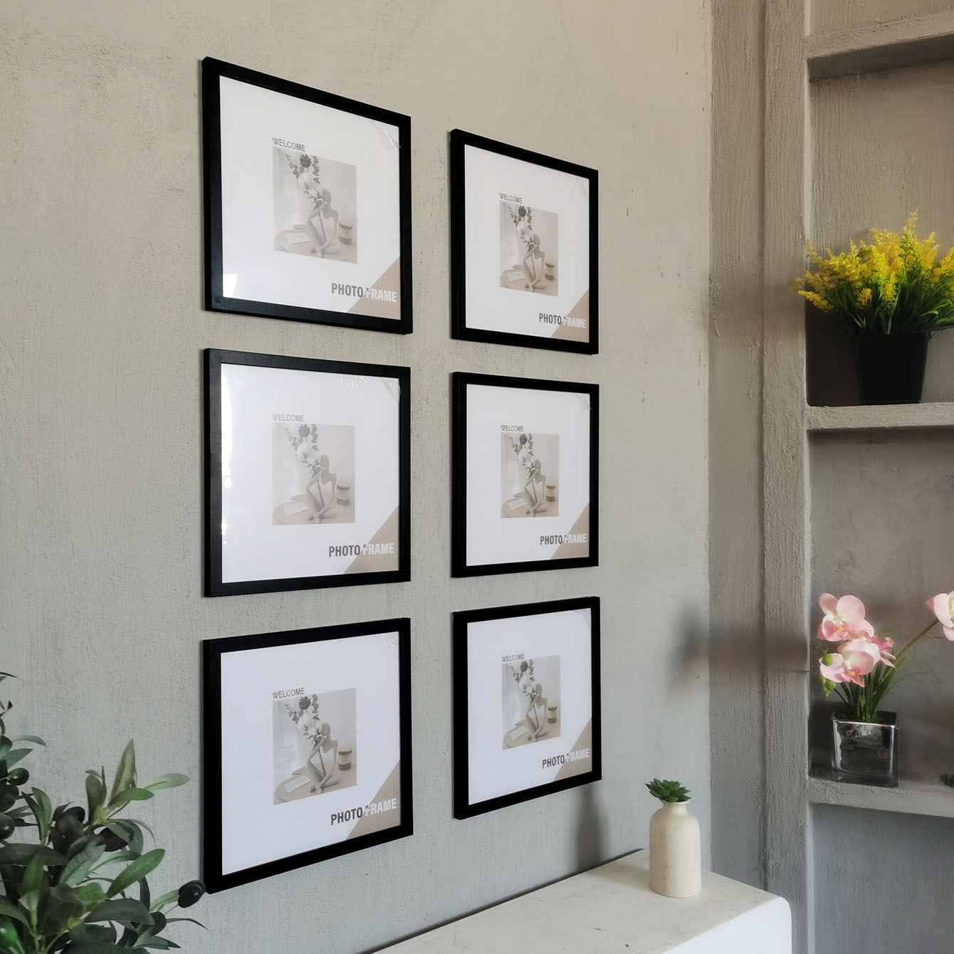 3Pcs Wood Square Photo Frames  - Desk Setup Photo ulasan dan harga