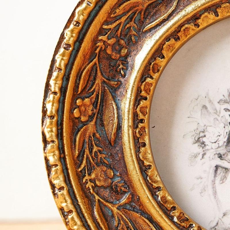 Antique Bronze Gold Round Phot - Desk Setup Photo ulasan dan harga