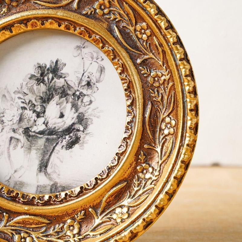 Antique Bronze Gold Round Phot - Desk Setup Photo ulasan dan harga
