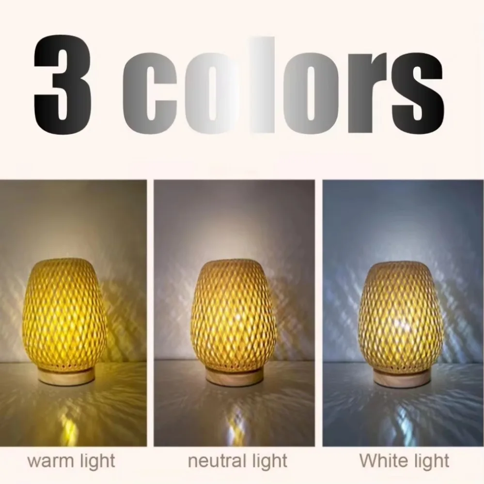 Bamboo Woven lamp Simple Bedro - Desk Setup Study ulasan dan harga