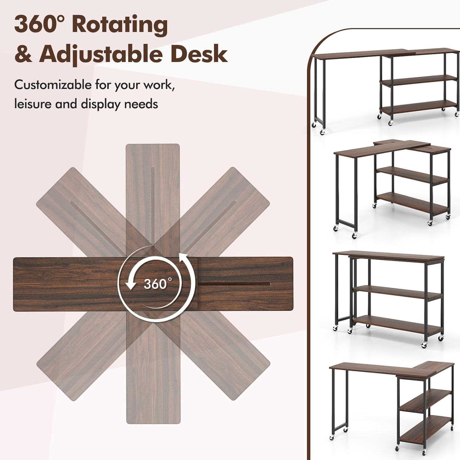 360° Rotating Side Table with  - Desk Setup For Laptop ulasan dan harga
