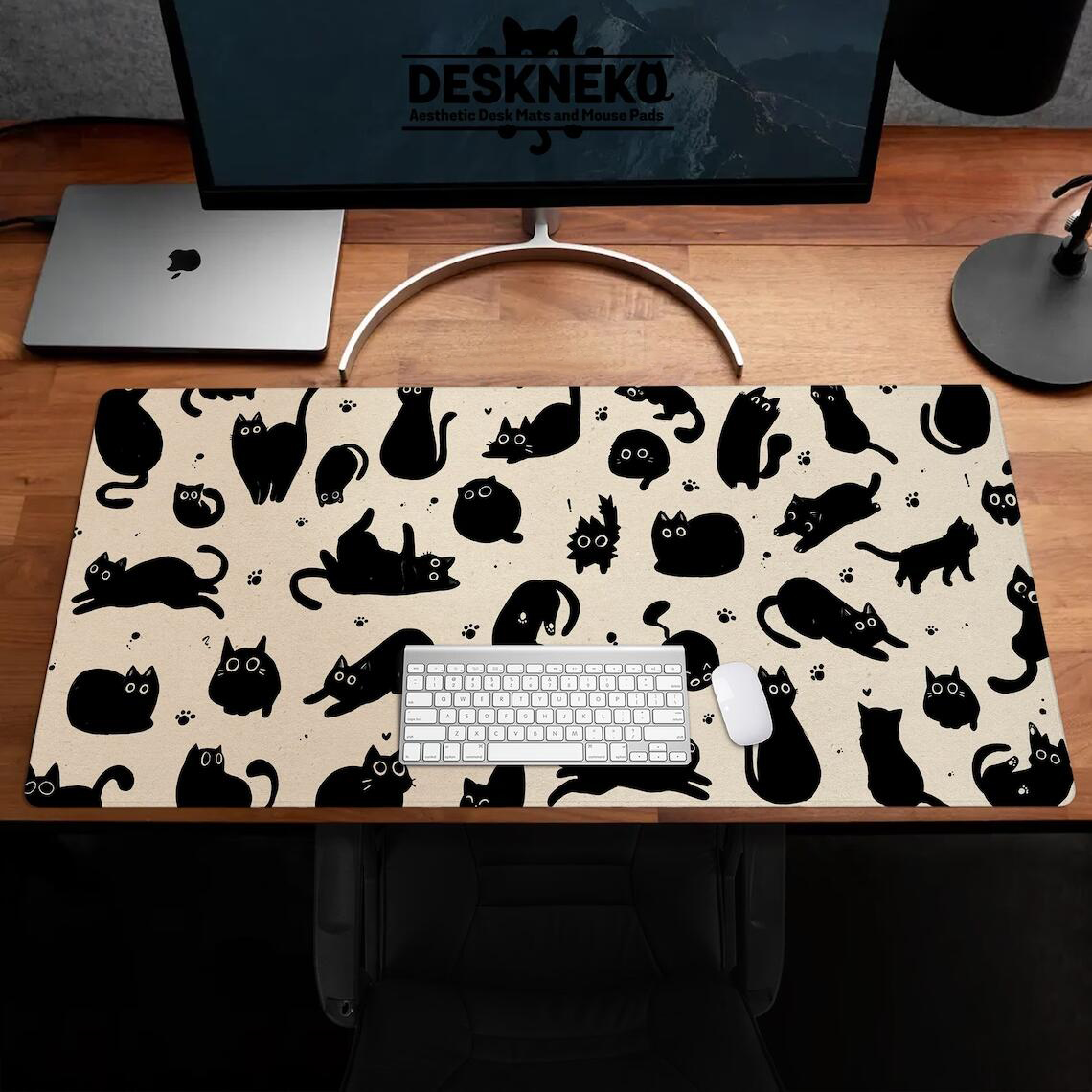Cute Black Cat Desk Mat On Bei - Desk Setup Pink ulasan dan harga