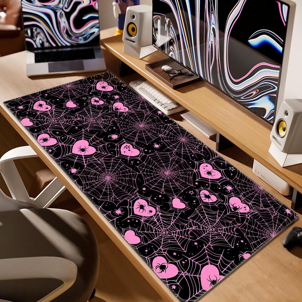 90x40 White or Pink Spiderweb  - Desk Setup Pink ulasan dan harga