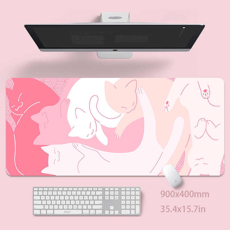 Cute Cat Large Mouse Pad 100x5 - Desk Setup Pink ulasan dan harga