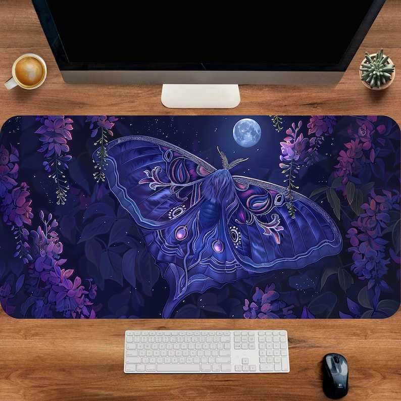 Moth Desk Mat, Cute Gaming Mou - Desk Setup With Plants ulasan dan harga